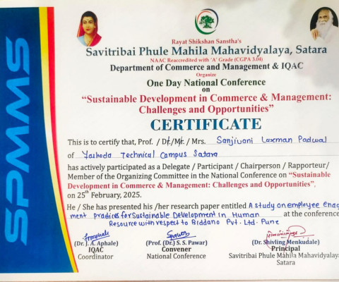 Research Paper Presentation at National Conference