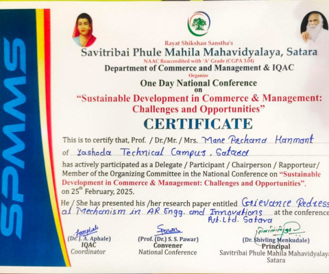 Research Paper Presentation at National Conference