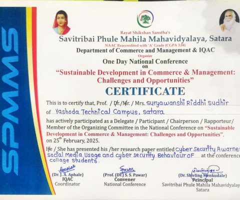 Second Prize for Research Paper Presentation at National Conference