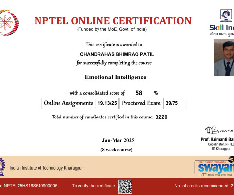 NPTEL- ELITE course on Emotional Intelligence