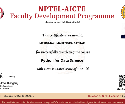 NPTEL Certificate Python for Data Science