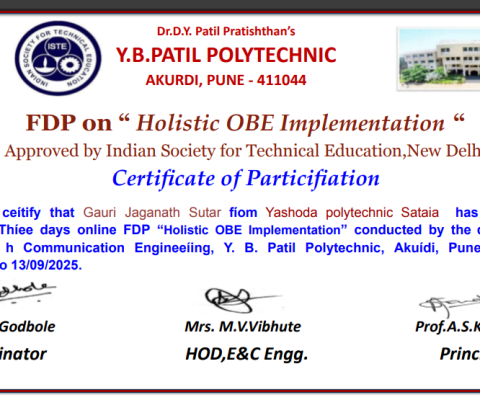 Faculty Development Program organised by Y.B. Patil Polytechnic Pune