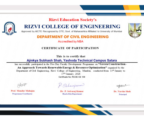 Green Construction – An Approach towards Renewable Energy & Resources Optimization