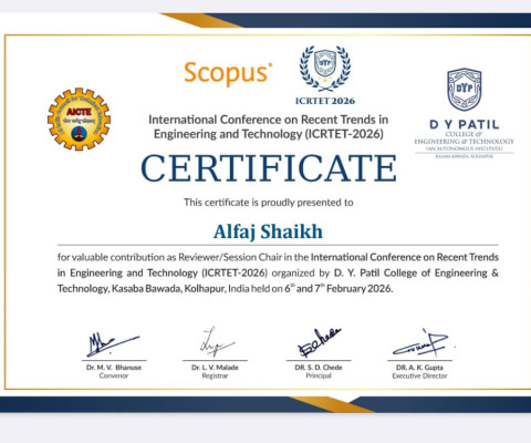 Reviewer for research paper in International Conference on Recent Trends in Engineering and Technology (ICRTET 2026)