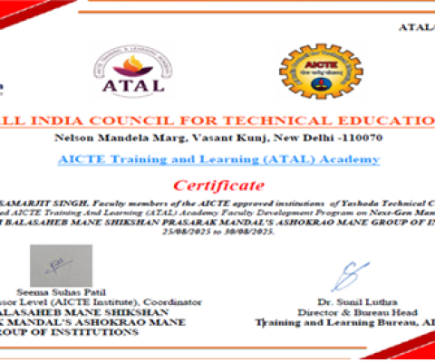 AICTE Training And Learning (ATAL) Academy Faculty Development Program on Next-Gen Manufacturing: Embracing Industry 4.0