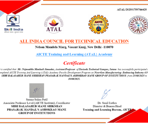 AICTE Training And Learning (ATAL) Academy Faculty Development Program on Next-Gen Manufacturing: Embracing Industry 4.0