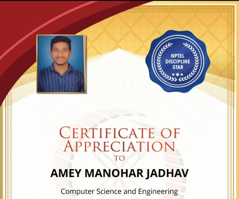 Recognized as NPTEL Discipline Star (Jan–Apr 2026)