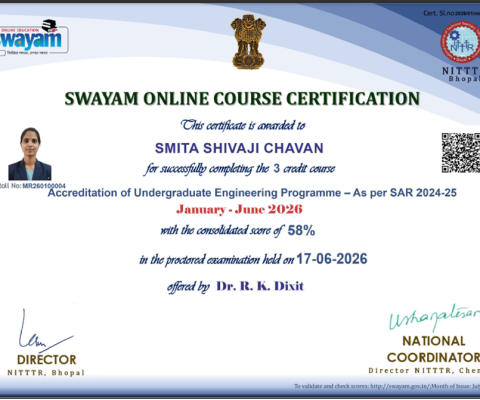 Faculty Achievement in SWAYAM Online Course