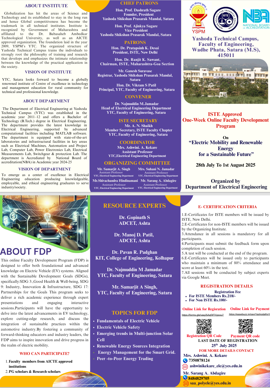 Organizes ISTE approved one week online Faculty Development Program on